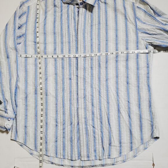 Robert Graham Embroidered Shirt Size 3XL Aztec Trim Striped Button Down Mens - Picture 11 of 14
